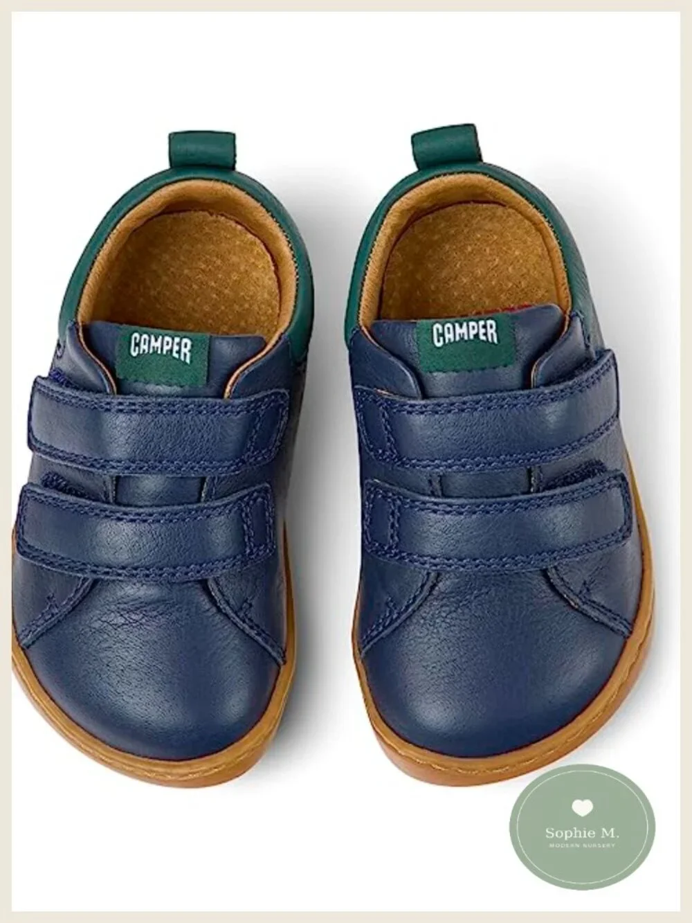 Kids Cushioned Leather First Walker Sneakers Hook Loop Closure
